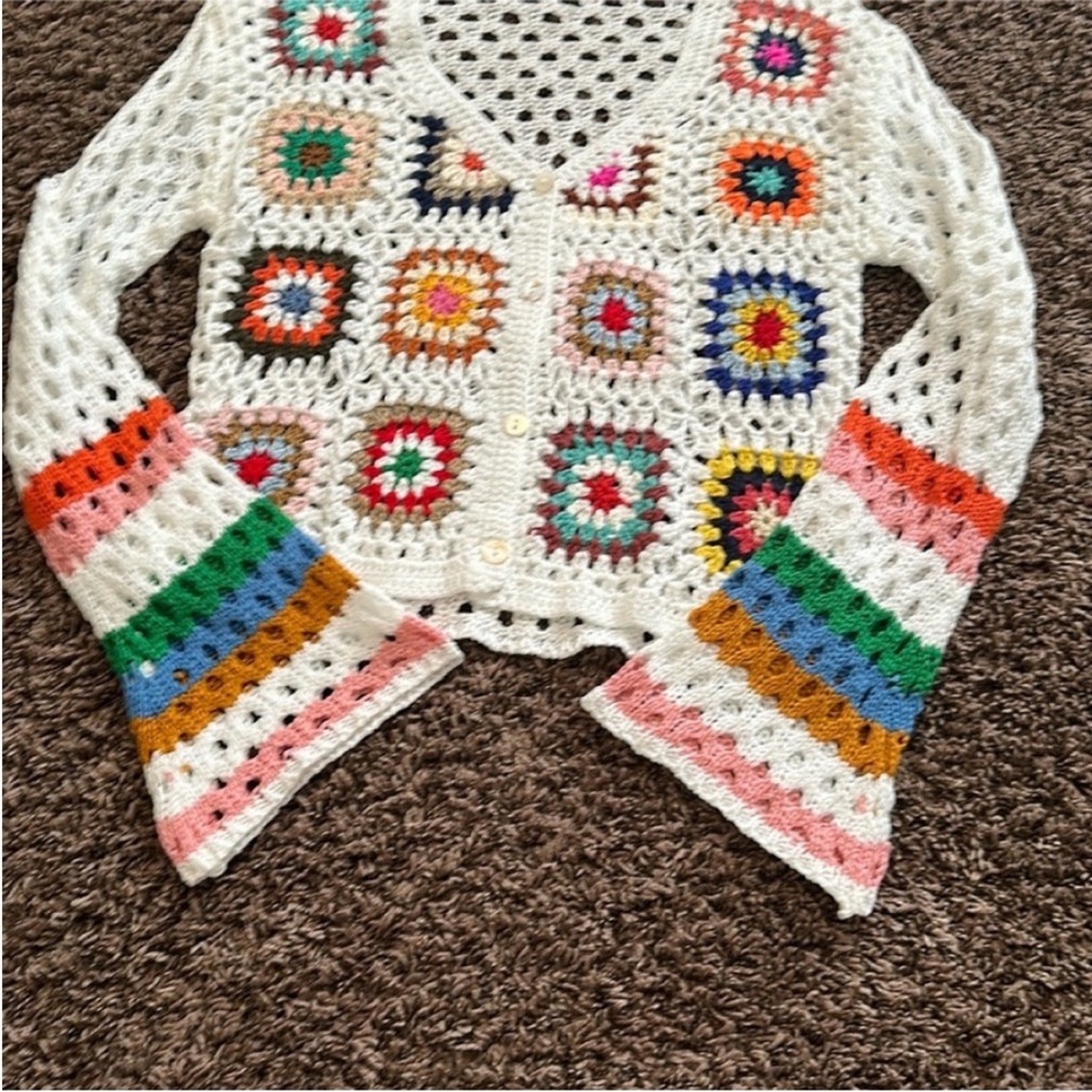 NWOT- Patchwork Crochet Cardigan